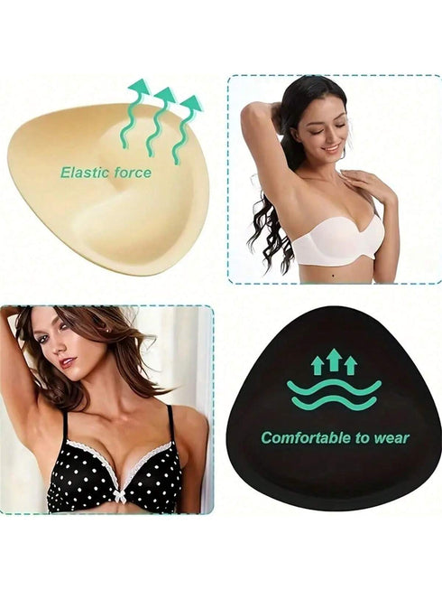 SHEIN 2pcs/Set Elegant Reusable Soft Padded Bra Cups, For Bikini Tops And Beach Wear