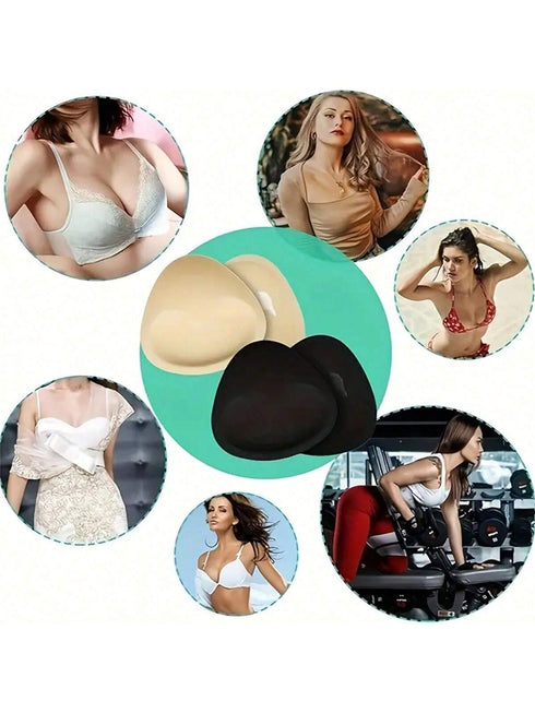 SHEIN 2pcs/Set Elegant Reusable Soft Padded Bra Cups, For Bikini Tops And Beach Wear