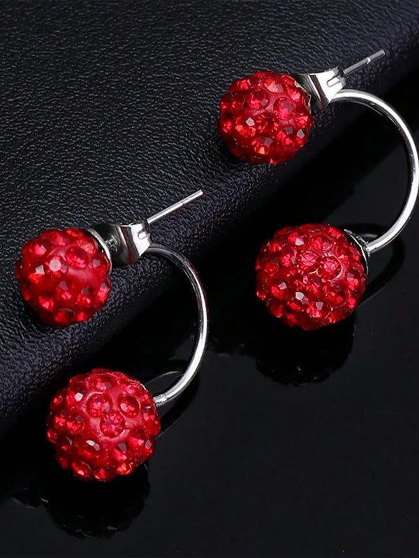 SHEIN Shamballa Rhinestone Disco Ball Stud Earrings