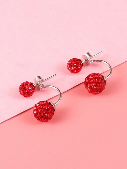 SHEIN Shamballa Rhinestone Disco Ball Stud Earrings