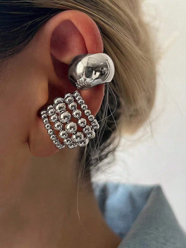 SHEIN Simple Copper Exaggerated Wide Clip Earrings