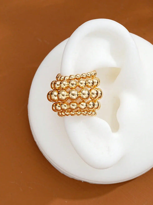 SHEIN 2pcs Exaggerated Wide Copper Clip-On Earrings