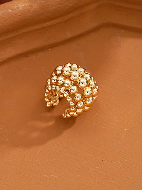 SHEIN 2pcs Exaggerated Wide Copper Clip-On Earrings