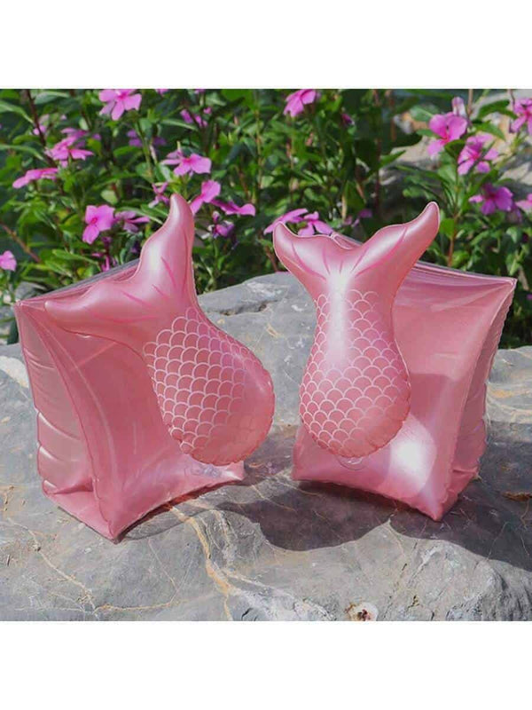 طقم سباحة من قطعتين من SHEIN، عبارة عن أكمام عائمة للسباحة (على شكل حورية البحر)