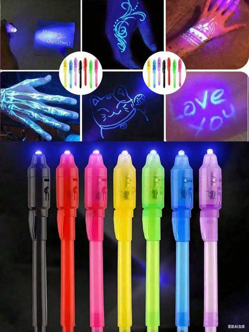 30pcs Random Color Glow Invisible Fluorescent Marker Pens, Mysterious Message Magic Pens