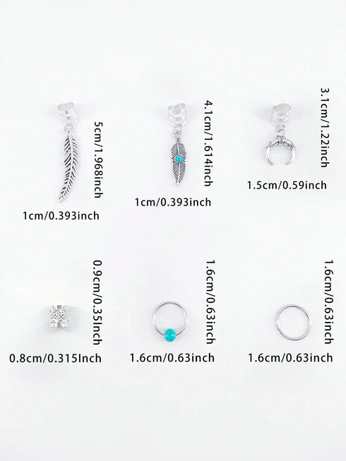 SHEIN 31 Pcs Turquoise Pendant Dreadlock Braid Hair Beads Braids Hair Rings