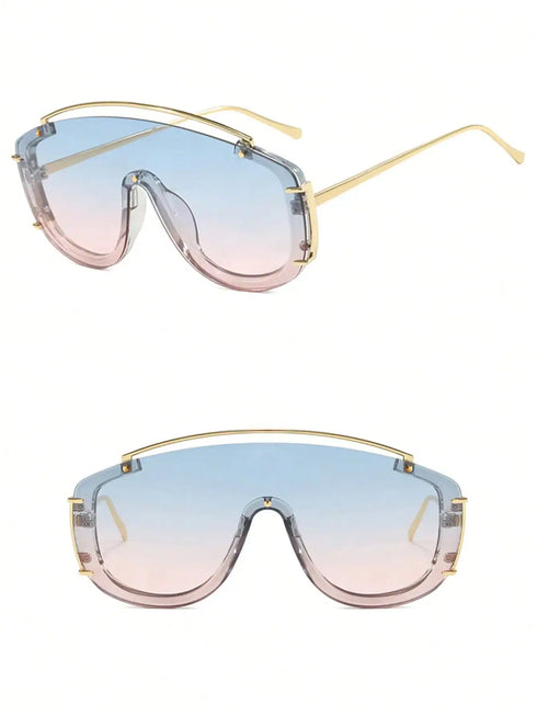 SHEIN Fashionable Retro Oversized Exquisite Metal Frame Legs Women's Fashion Glasses