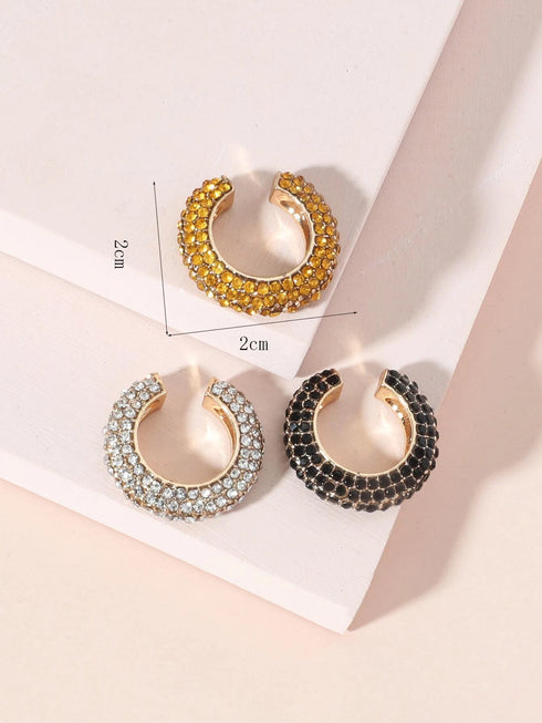 SHEIN 3pcs Rhinestone Decor Ear Cuff