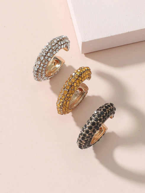 SHEIN 3pcs Rhinestone Decor Ear Cuff
