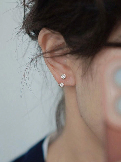 SHEIN 3pcs Sparkling Soft Ceramic Horseshoe Ball Hoop Earrings