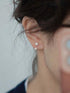 SHEIN 3pcs Sparkling Soft Ceramic Horseshoe Ball Hoop Earrings