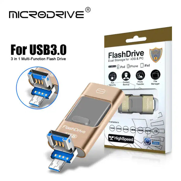 SHEIN 4 In 1 3.0 USB Flash Drive Lightning Connector 64GB
