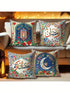 SHEIN 4pcs Ramadan Kareem Party Decoration Moon Lamp Lantern Lights Floral Pillow Covers