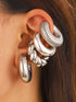 SHEIN 4pcs Exaggerated Personality Circle C-Shaped Earrings