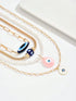 SHEIN 4pcs/Set Boho Style Luxury Multi-Layer Pearl Demon Eye Pendant Necklace Set