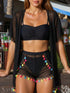 SHEIN 4pcs/Set Tassel Cover Up, Beach Shorts Bikini Set Summer