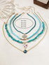 SHEIN 4pcs/Set Turquoise Ceramic Bead Choker Necklace