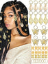 50PCS Butterfly Hair Jewelry Gold Dreadlock Cuffs For Dreadlocks, Shell Loc Jewelry