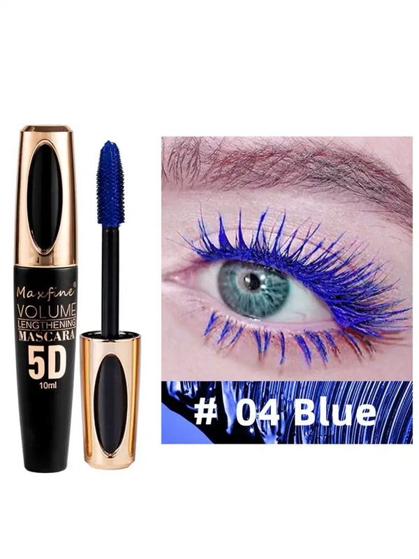 5D Silk Fiber Mascara Waterproof Thick Long-lasting Non-smearing Blue