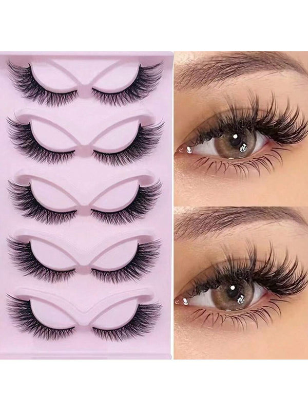 SHEIN 5 Pairs Cat Eye Lashes Wispy Fake Lashes Fluffy