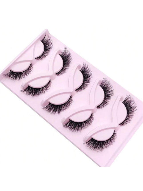 SHEIN 5 Pairs Cat Eye Lashes Wispy Fake Lashes Fluffy