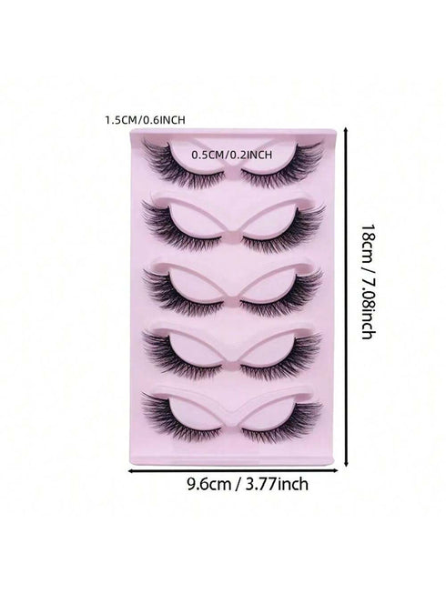 SHEIN 5 Pairs Cat Eye Lashes Wispy Fake Lashes Fluffy