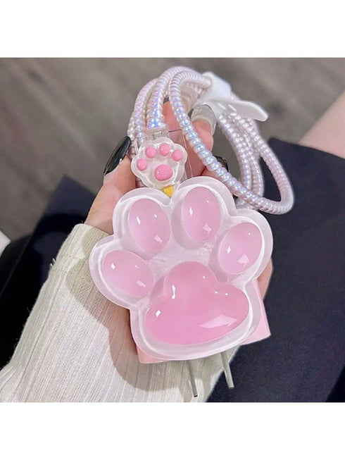 SHEIN Pink Cat Paw Charging Head And Data Cable