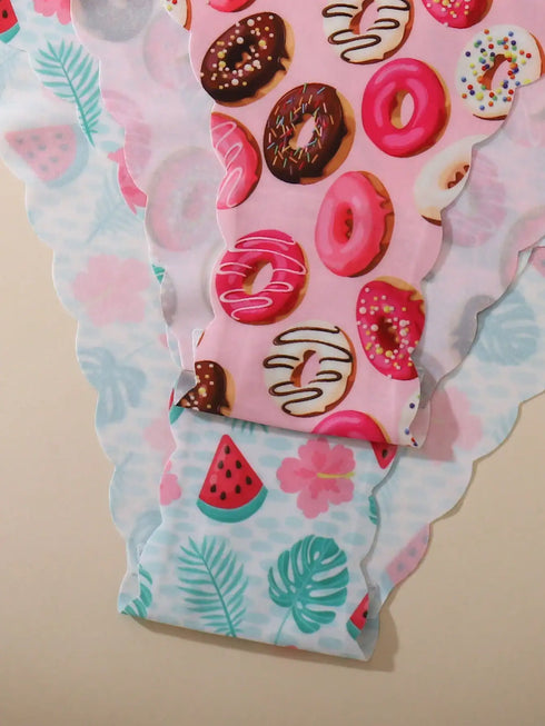 SHEIN 6pcs/Pack Cake & Donut Print Sexy Wavy