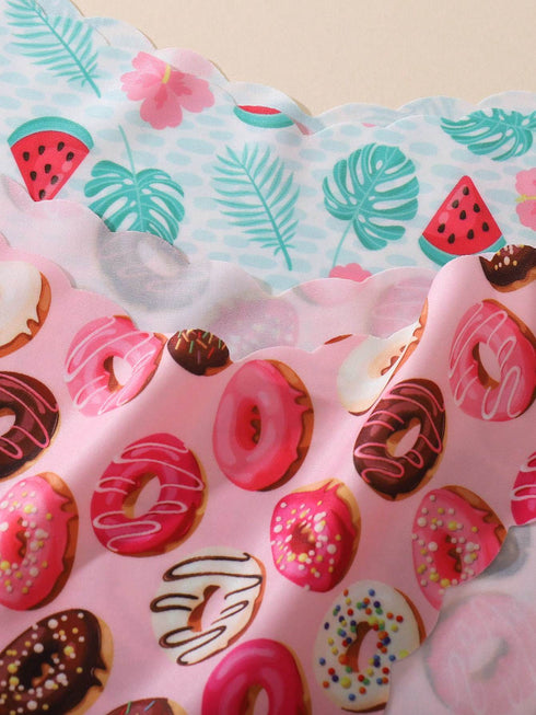 SHEIN 6pcs/Pack Cake & Donut Print Sexy Wavy