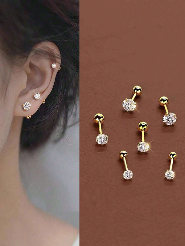 SHEIN 6pcs/Set Elegant Minimalist Ladies Earrings