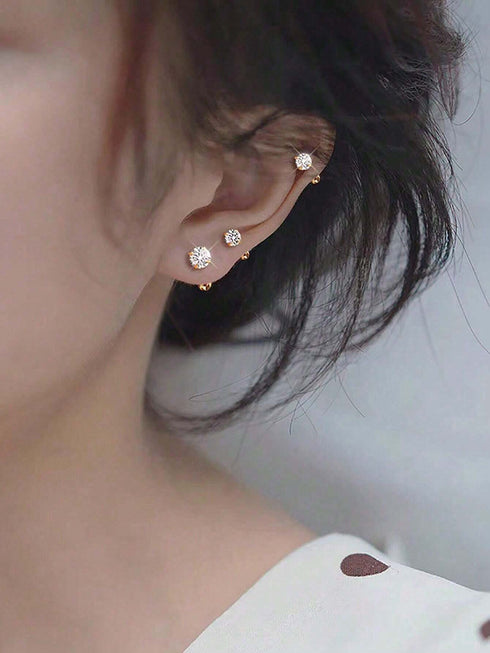 SHEIN 6pcs/Set Elegant Minimalist Ladies Earrings