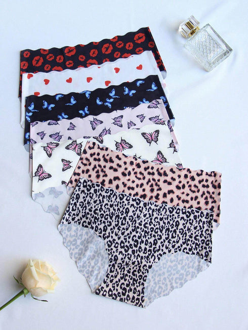 SHEIN 2-Piece Wavy-Edged Fan-Shaped Women's Underwear