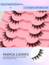 SHEIN 7 Pairs Asiteo Natural Half-Strip Fake Eyelashes, Cartoon Eye Makeup