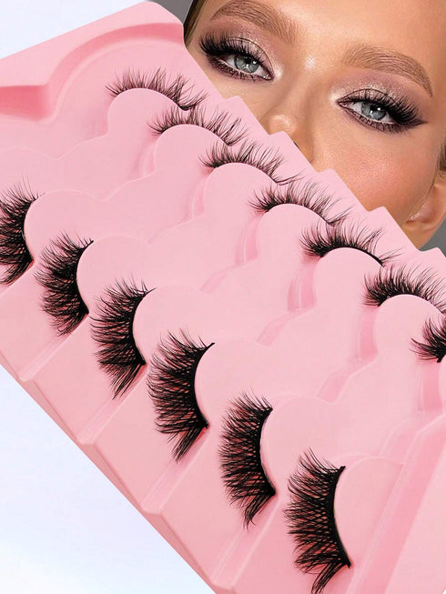 SHEIN 7 Pairs Half Lashes False 15mm Cat Eye Look Tail Elongated Lashes