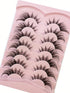 7pairs Pink Fluffy Cat Eye Style Faux Mink Eyelashes Natural
