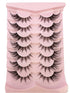 7pairs Pink Fluffy Cat Eye Style Faux Mink Eyelashes Natural
