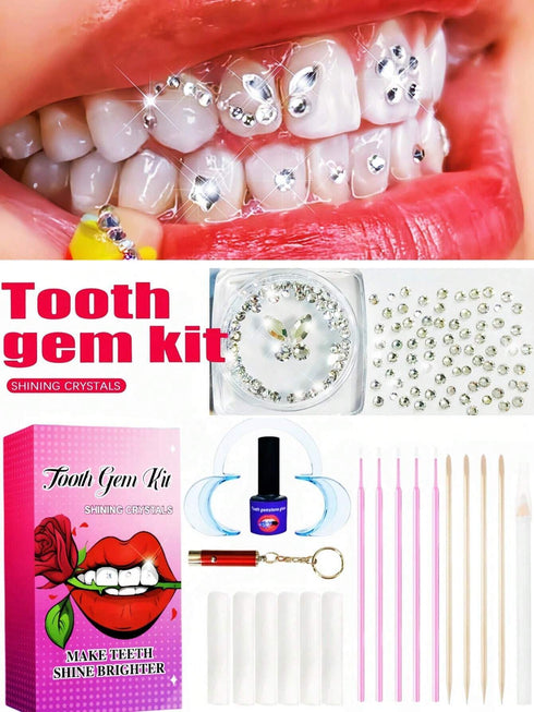 Adhesive Super-Shiny Tooth Gems Kit With Tools