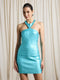 AiiRZ High Shine Halter Neck Fitted Mini Dress