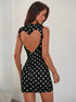 SHEIN Aloruh New Black & White Polka Dot Heart Cutout Backless Mini Bodycon Dress, Sexy Short Dress,Summer Dresses For Women