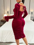 SHEIN Amarilo Women's Sexy Solid Color Velvet Dress
