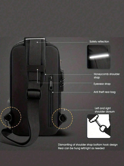 SHEIN Anti-Theft Password Lock Men's Chest Bag