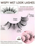 Asiteo 7 Pairs Manga Wispy Natural Wet Look Eyelashes