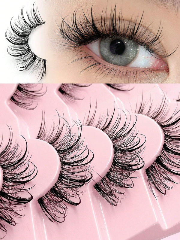 Asiteo 7 Pairs Manga Wispy Natural Wet Look Eyelashes