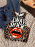 تيشيرت نسائي بدون أكمام بطبعة جلد النمر الكلاسيكية من SHEIN Attitoon Always Rock