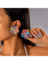 sh1 Pair Sweet Earrings Colorful Resin Flower Stud Earrings