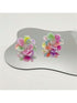 sh1 Pair Sweet Earrings Colorful Resin Flower Stud Earrings