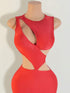 SHEIN Summer Sexy Solid Color Hollow Out Fitted Dress