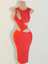 SHEIN Summer Sexy Solid Color Hollow Out Fitted Dress