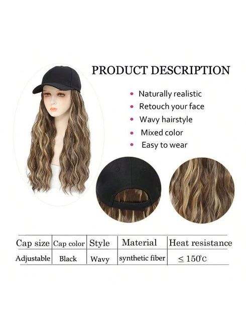 SHEIN Baseball Cap Wig Natural Wave Hair Extensions