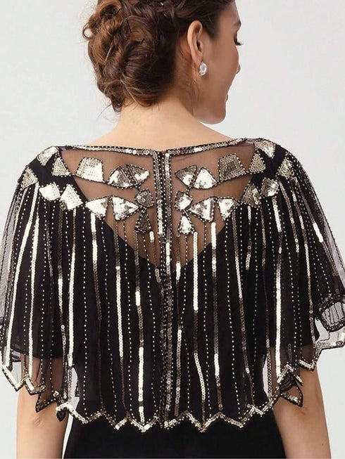 Beaded Sequin Decor Evening Shawl